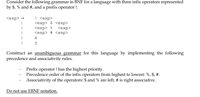 Solved Consider the following grammar in BNF for a language | Chegg.com