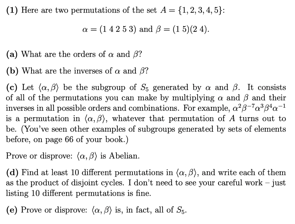Solved (1) Here are two permutations of the set | Chegg.com