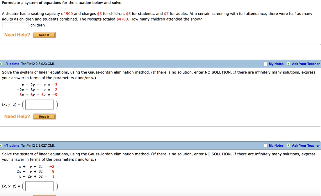 Solved Formulate a system of equations for the situation | Chegg.com