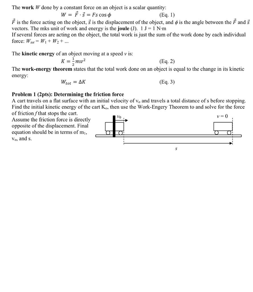 Solved The work W done by a constant force on an object is a | Chegg.com