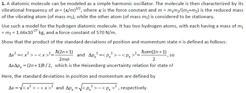 Solved 1. A diatomic molecule can be modeled as a simple | Chegg.com