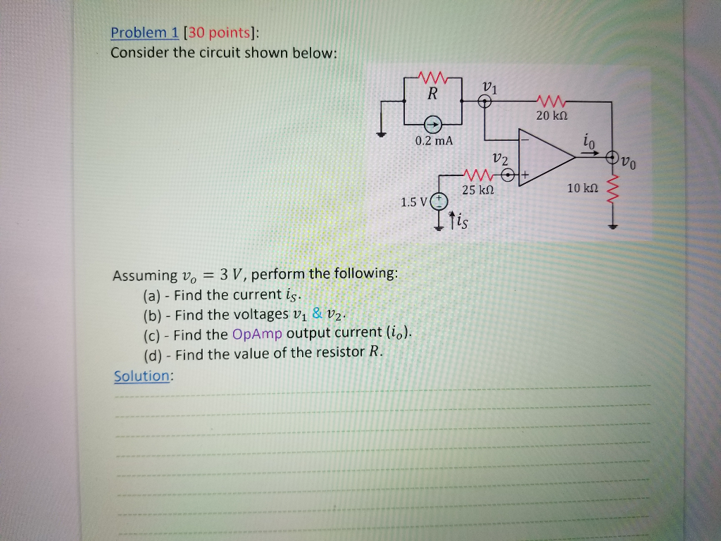 Solved Problem 1 (30 points]: Consider the circuit shown | Chegg.com