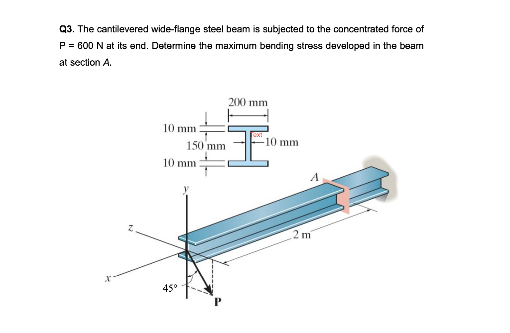 Solved Q The Cantilevered Wide Flange Steel Beam Is Chegg Com