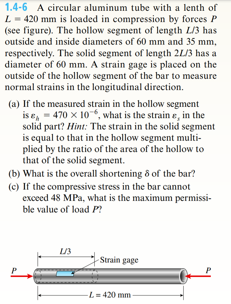 Solved = 1.46 A circular aluminum tube with a lenth of L