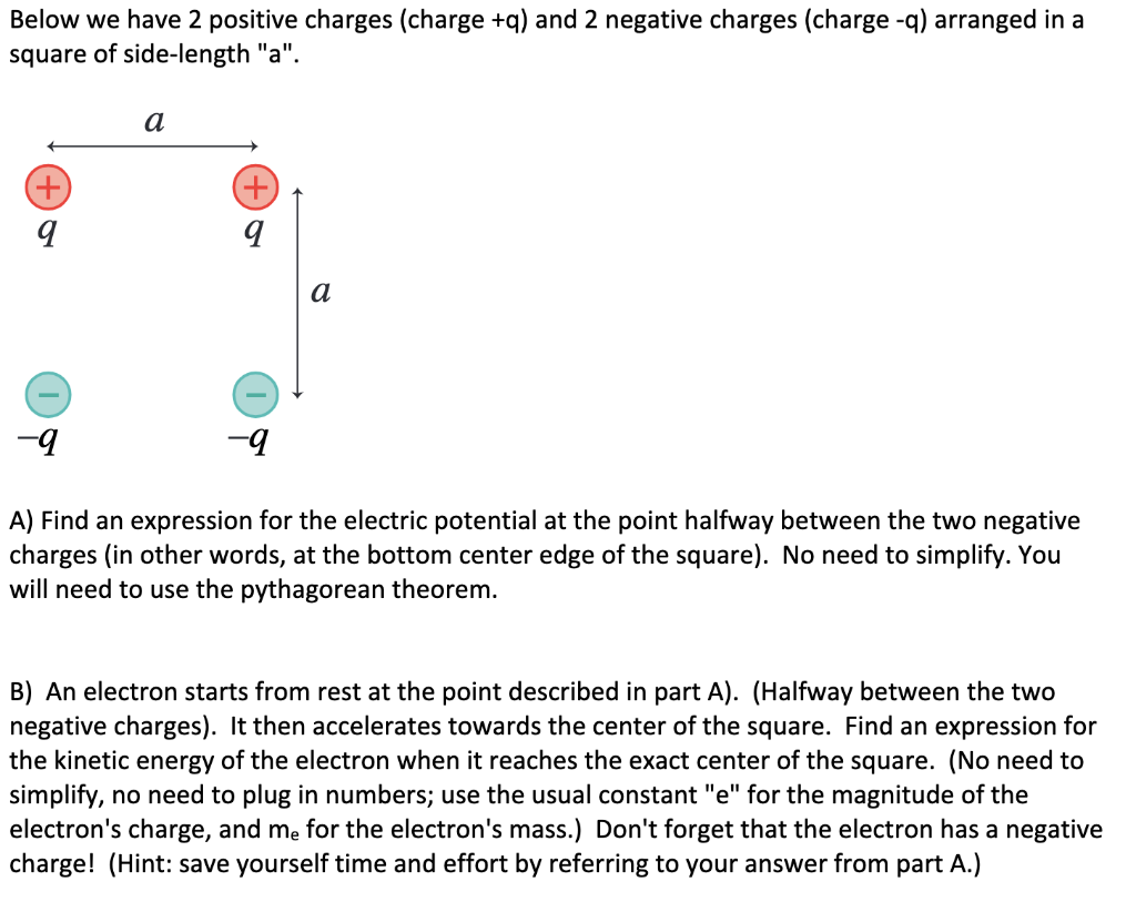 Solved Below we have 2 positive charges (charge +9) and 2 | Chegg.com