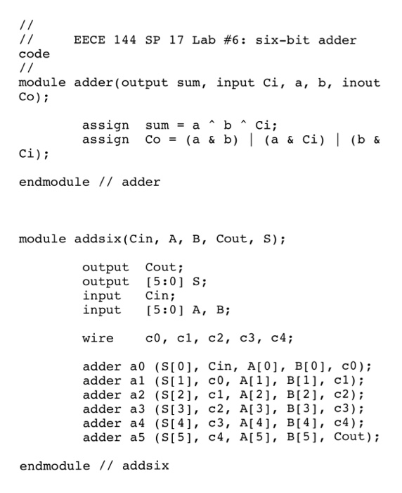 Solved: EECE 144 Lab #6: 4-bit Adder/subtractor In Verilog... | Chegg.com