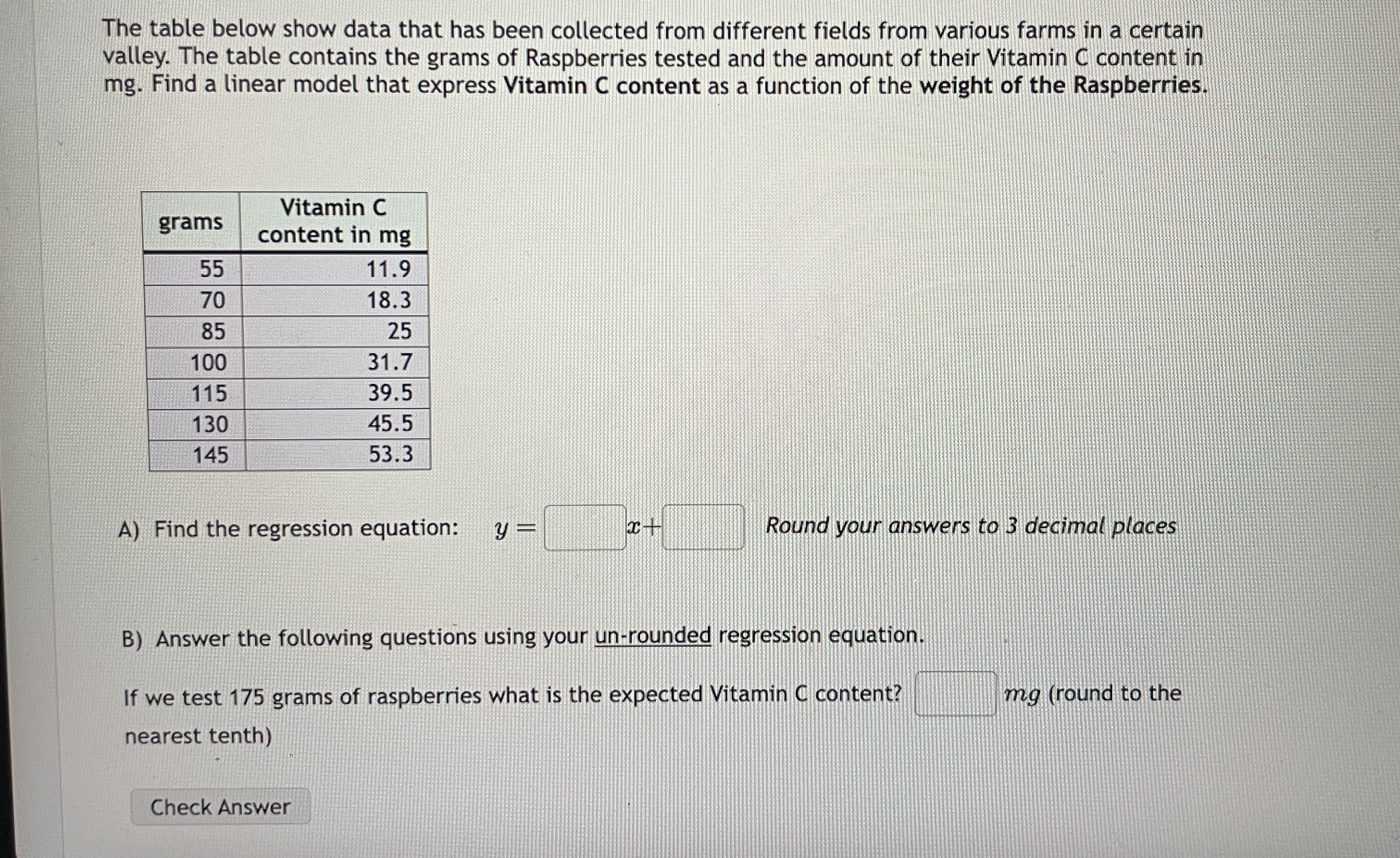 Solved The table below show data that has been collected | Chegg.com