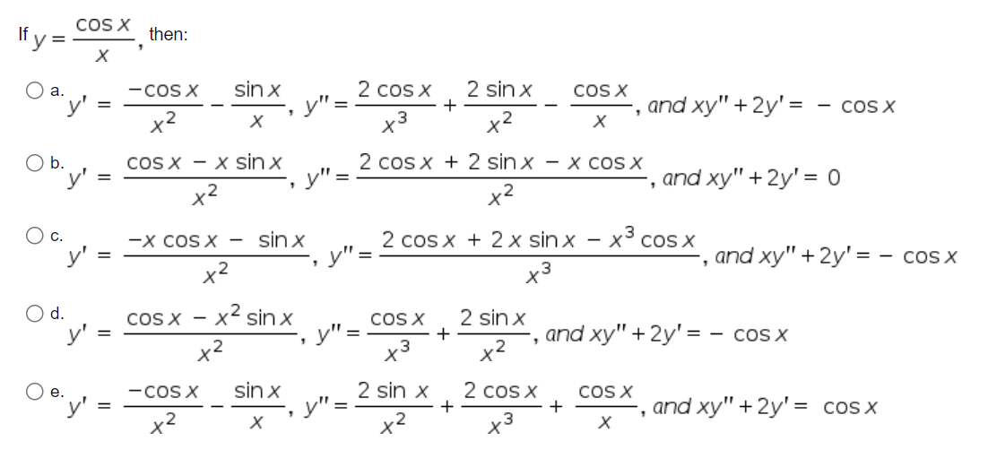 Solved If y=xcosx, then: a. | Chegg.com