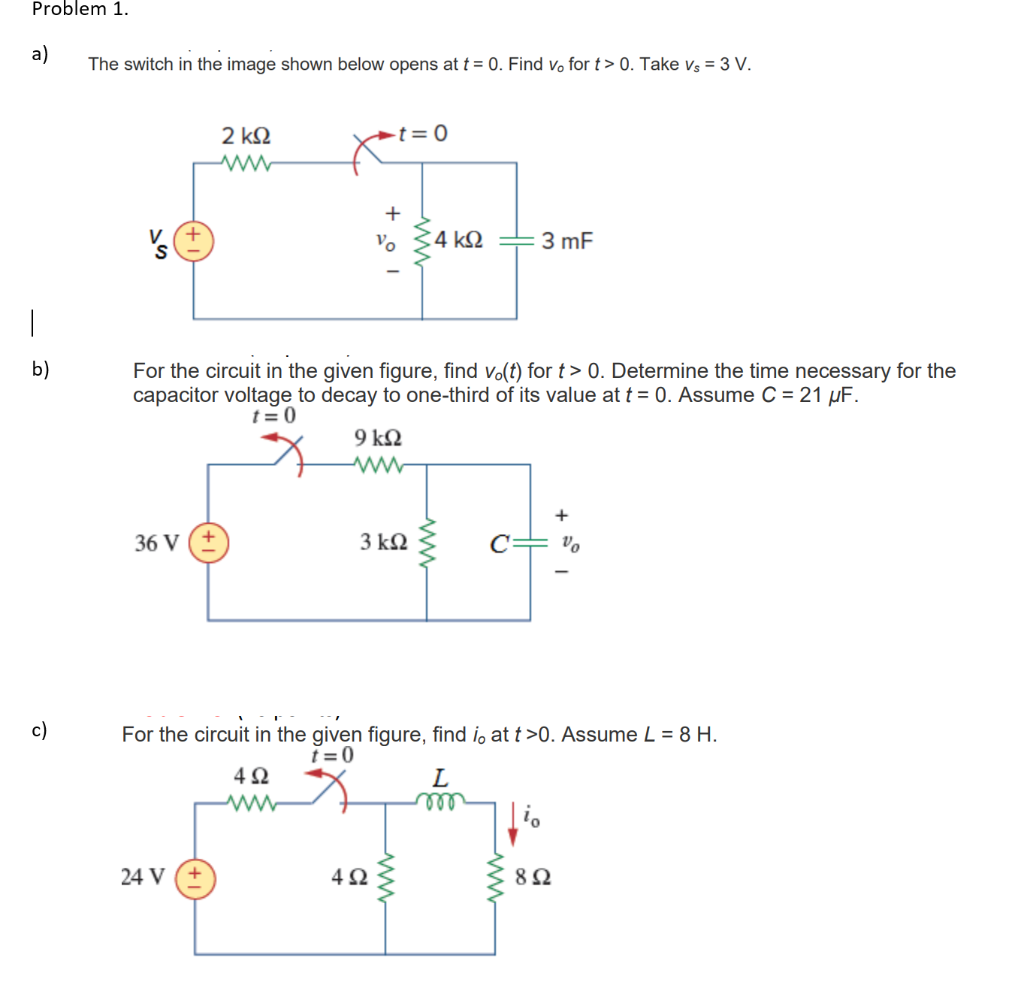 Solved Problem 1. A) The Switch In The Image Shown Below | Chegg.com