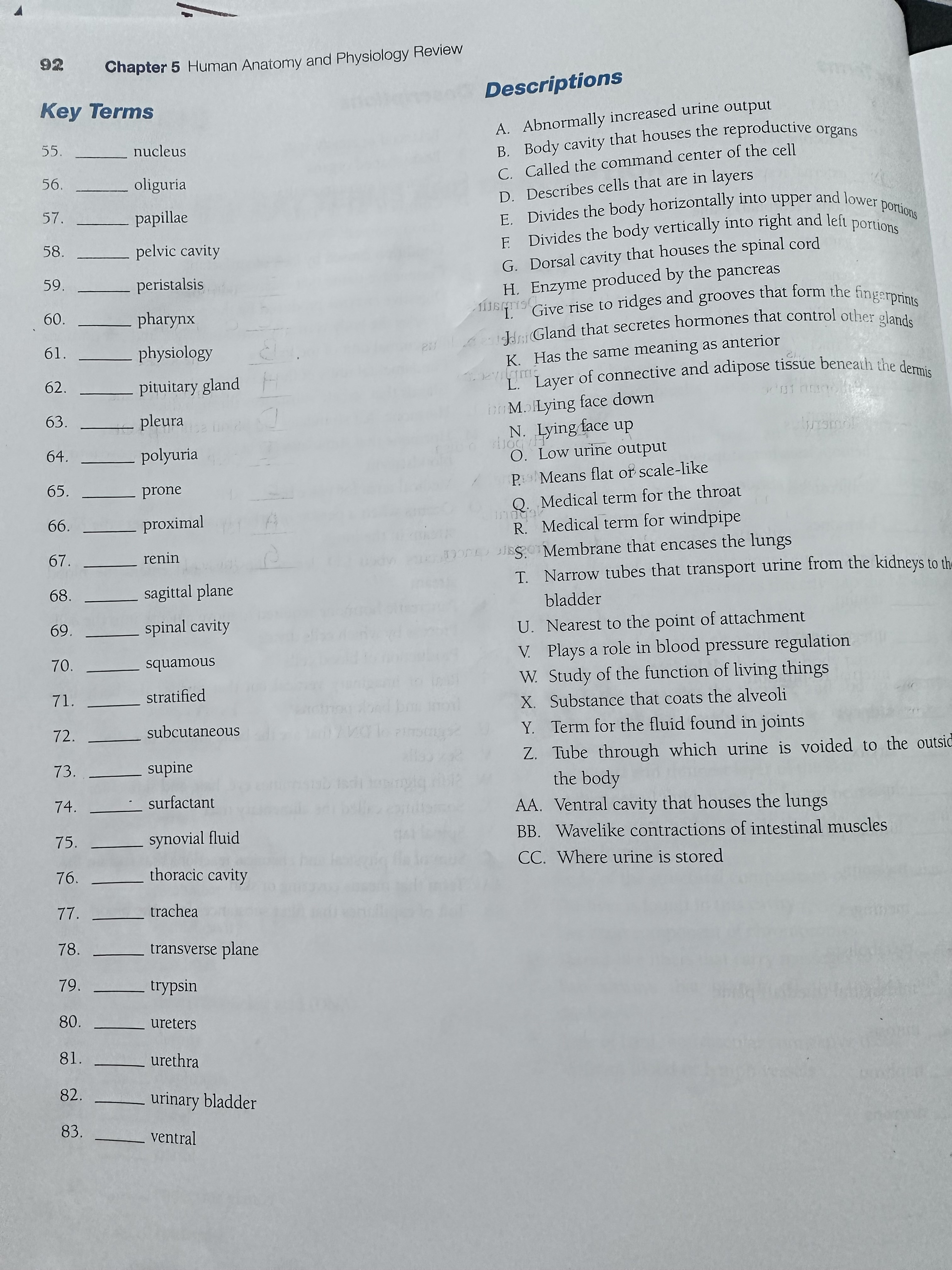 Solved Descriptions A. Abnormally increased urine output B.