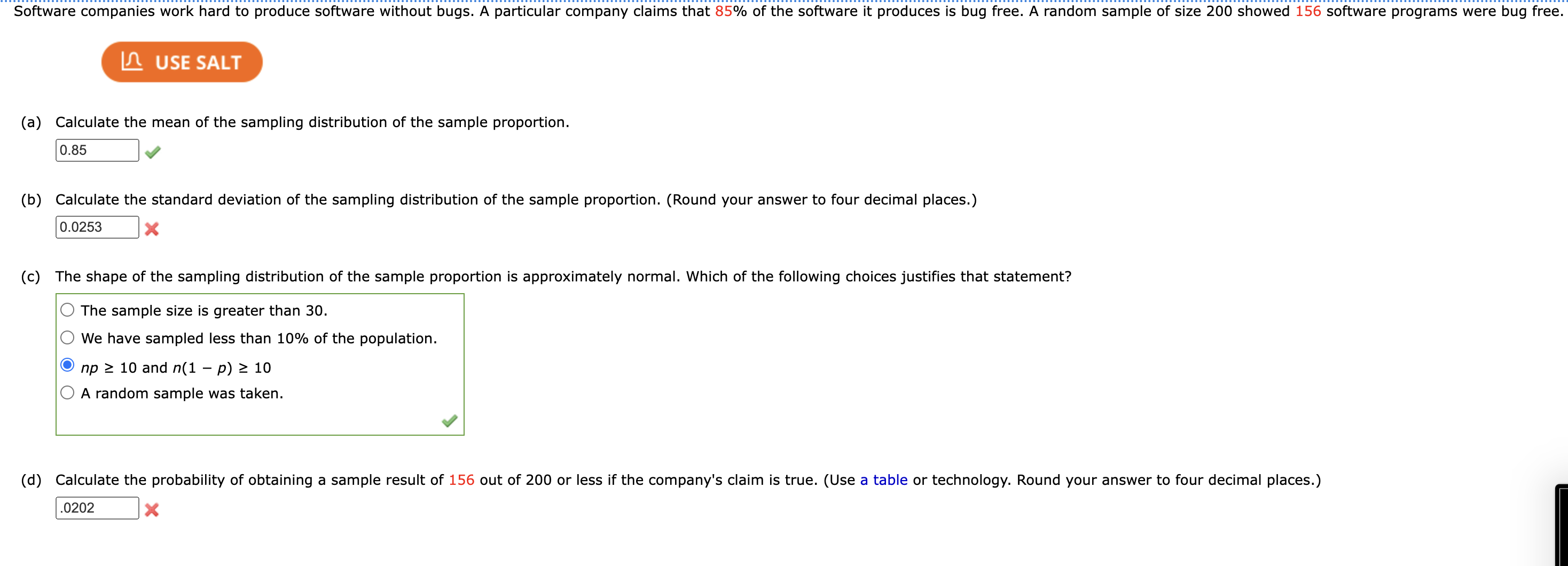 Solved (a) Calculate the mean of the sampling distribution | Chegg.com