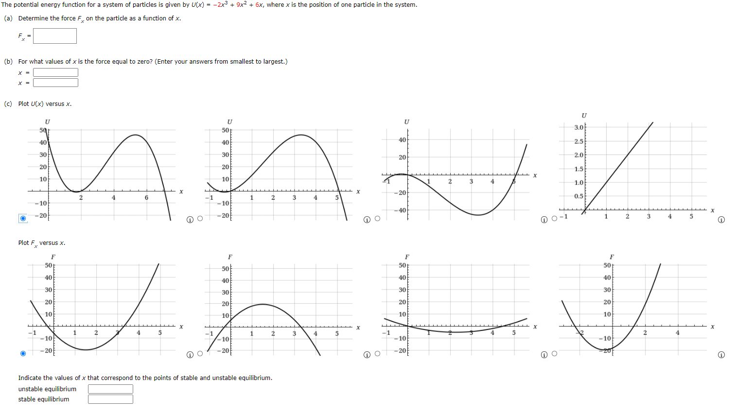 Solved The potential energy function for a system of | Chegg.com