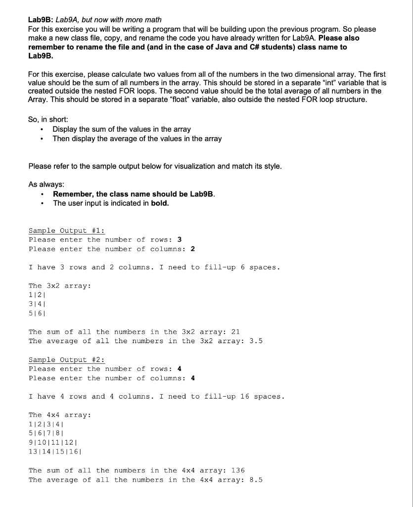 Solved Lab9B: Lab9A, but now with more math For this | Chegg.com