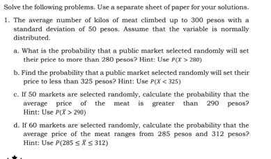 Solved Solve the following problems. Use a separate sheet of | Chegg.com