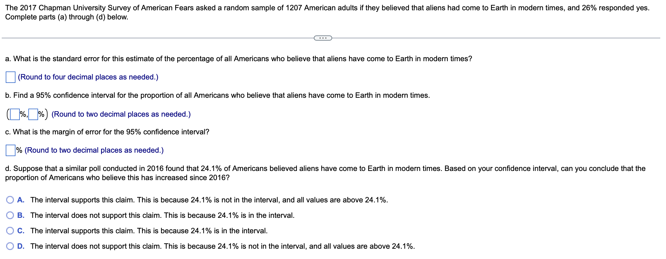 Solved The 2017 Chapman University Survey of American Fears | Chegg.com