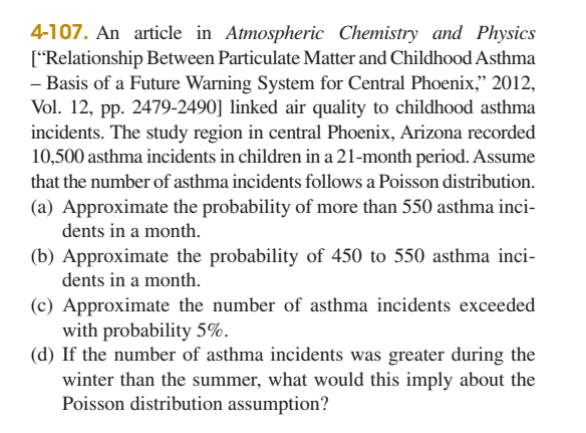 Solved 4-107. An article in Atmospheric Chemistry and | Chegg.com