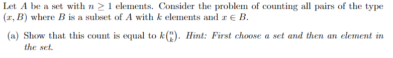 Solved Let A be a set with n ≥ 1 elements. Consider the | Chegg.com