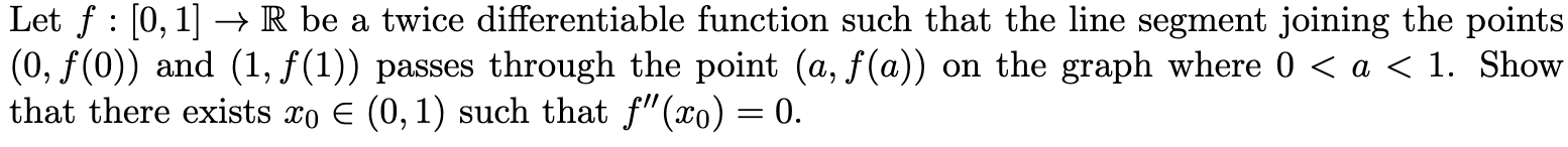 Solved Let F [0 1] → R Be A Twice Differentiable Function