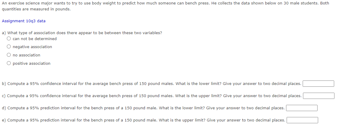 Solved An exercise science major wants to try to use body | Chegg.com