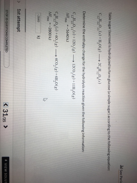 Solved dad See Peric Table sugar (sucrose) is hydrolyzed to | Chegg.com