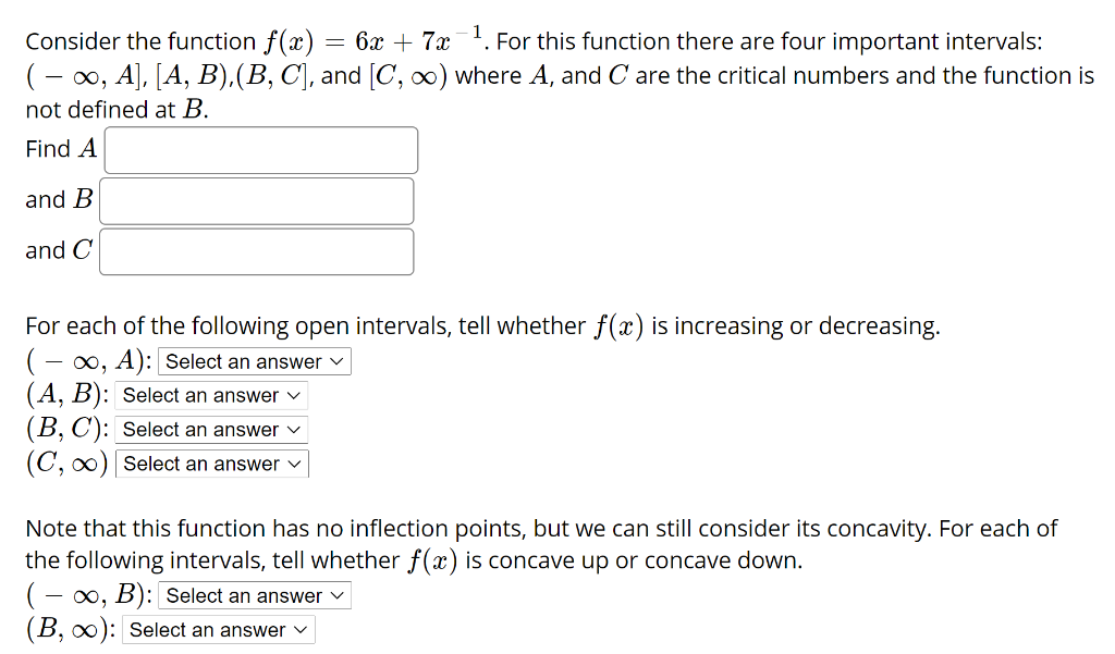 Solved Consider the function f(x) = 6x + 7x-1. For this | Chegg.com