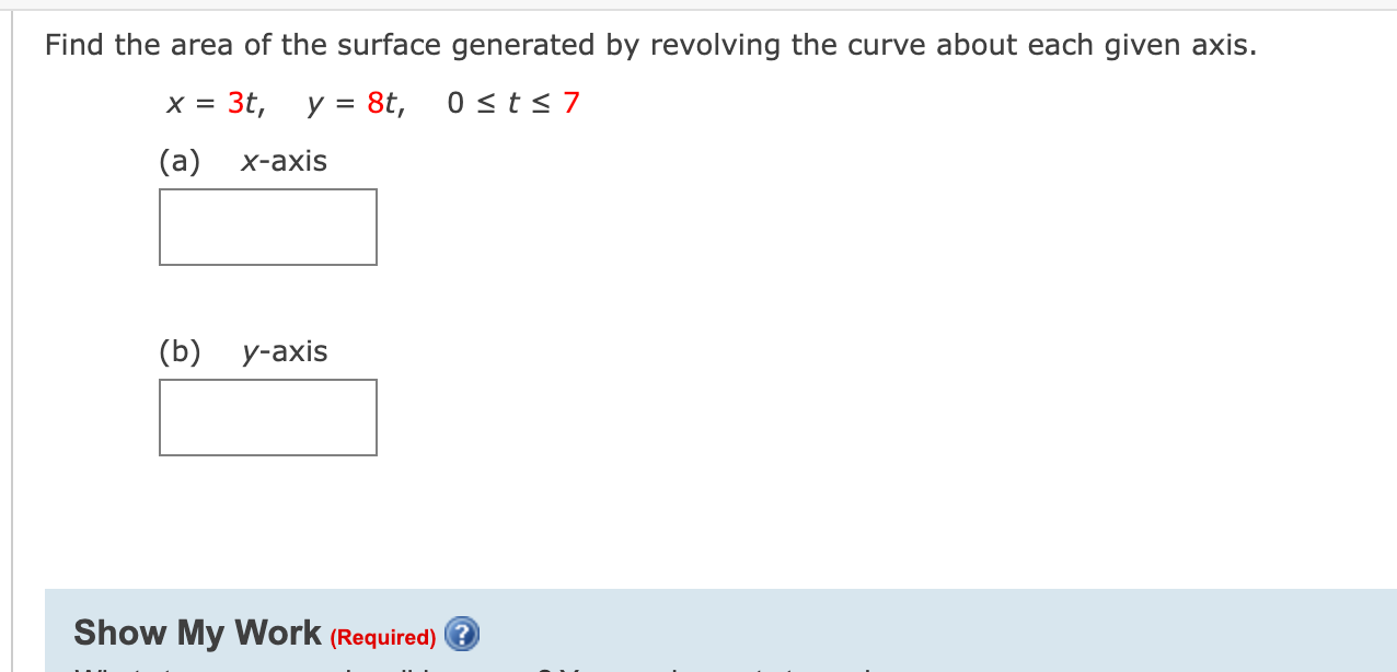 Solved Find The Area Of The Surface Generated By Revolving