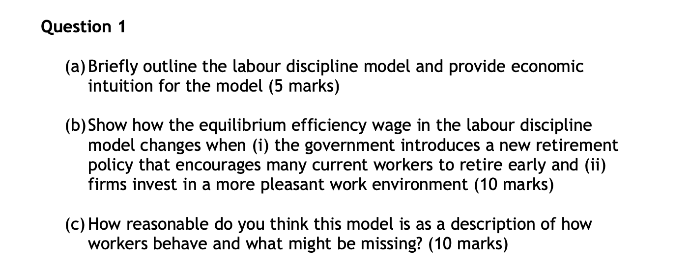 Solved Question 1 (a) Briefly Outline The Labour Discipline | Chegg.com