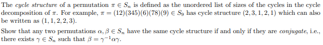 Solved The cycle structure of a permutation ES, is defined | Chegg.com