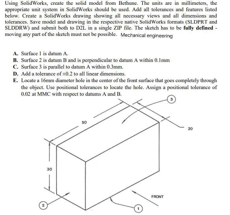 Solved Using SolidWorks, create the solid model from | Chegg.com