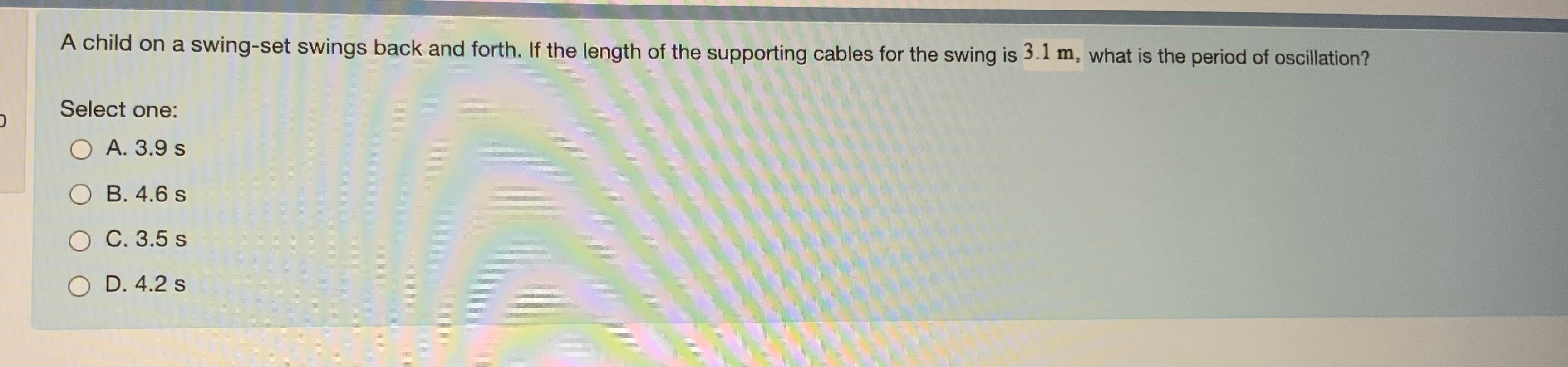 Solved A child on a swingset swings back and forth. If the