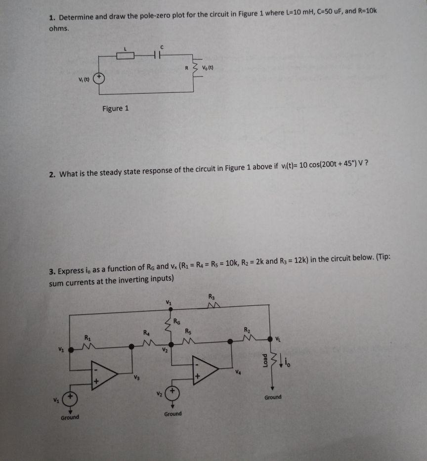 Solved 1. Determine and draw the pole-zero plot for the | Chegg.com