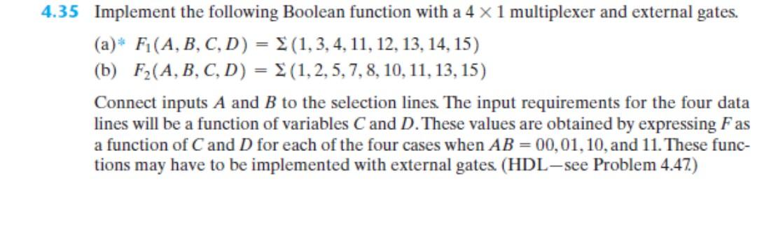 Solved Implement The Following Boolean Function With A Chegg Com