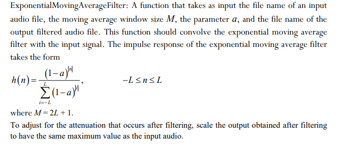 Solved ExponentialMovingAverageFilter: A function that takes | Chegg.com