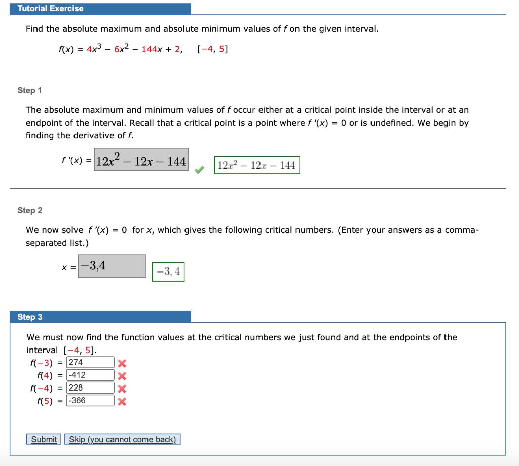 Solved Step 3 We must now find the function values at the | Chegg.com