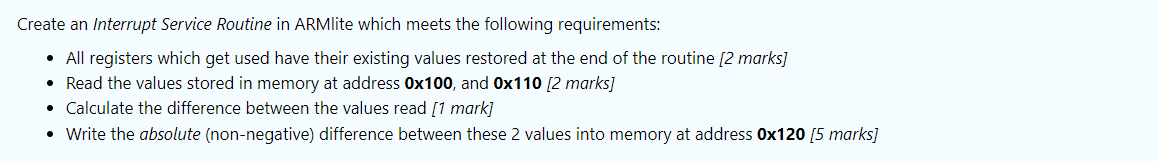 Solved Create an Interrupt Service Routine in ARMlite which | Chegg.com