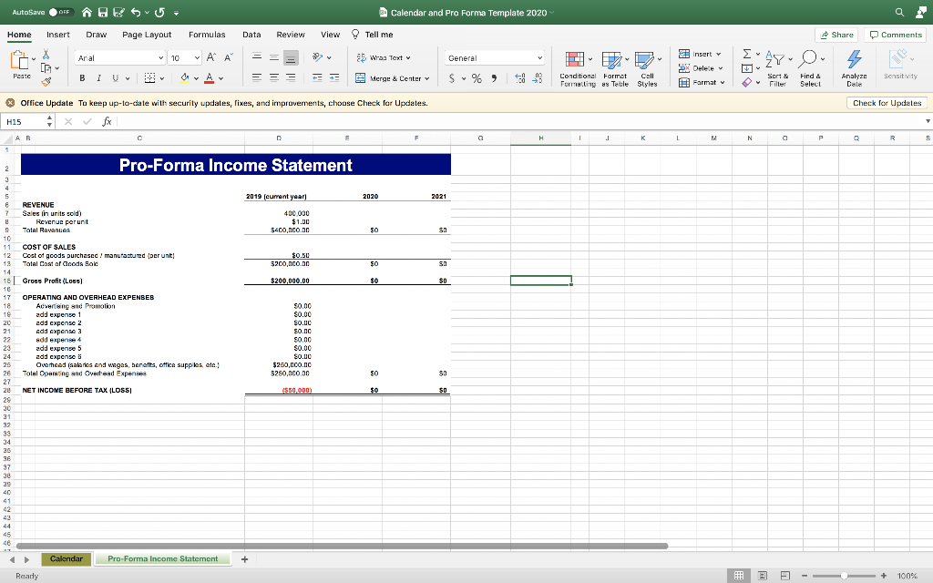 Pro Forma Income Statement - please complete the | Chegg.com