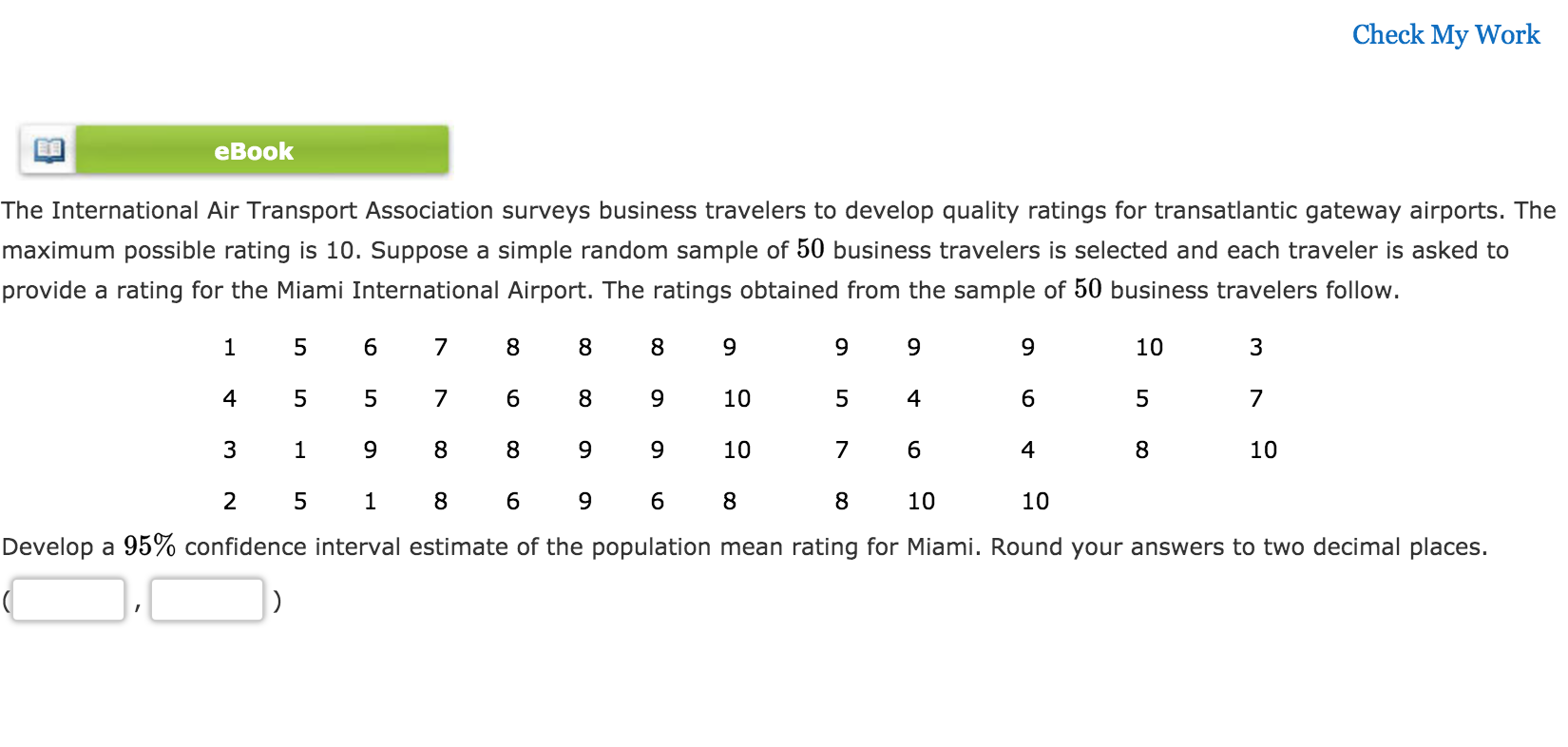 Solved Check My Work eBook The International Air Transport