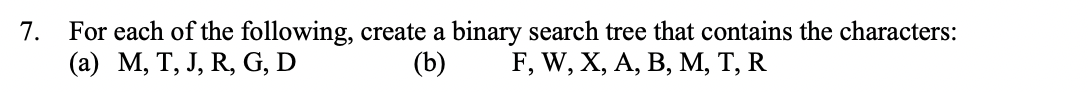 Solved 7. For each of the following, create a binary search | Chegg.com
