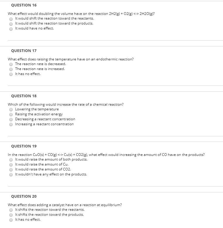 Solved QUESTION 16 What effect would doubling the volume | Chegg.com