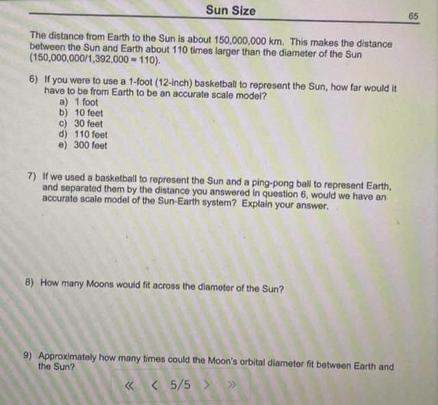 Solved Now let's compare the Sun's diameter to the size of | Chegg.com