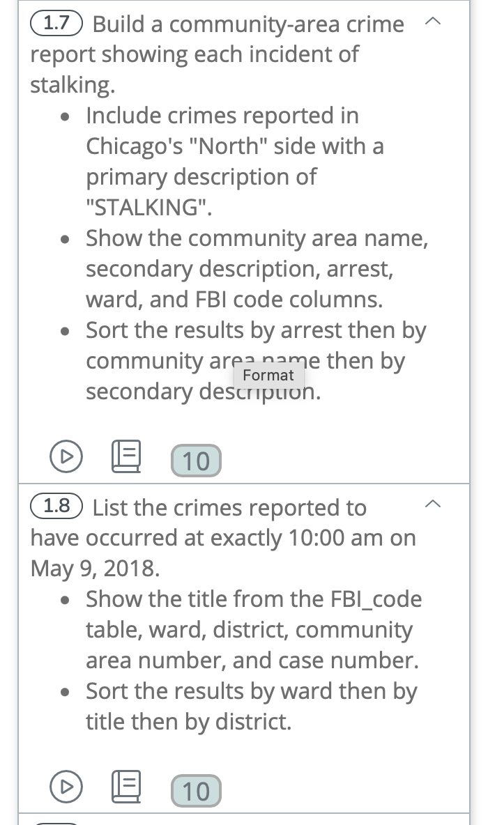 (1.7) Build a community-area crime report showing | Chegg.com