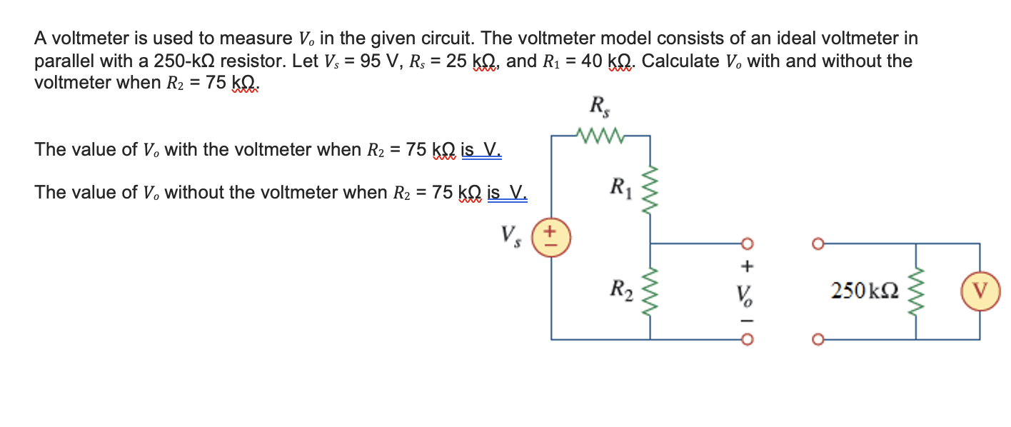 Solved A voltmeter is used to measure Vo in the given