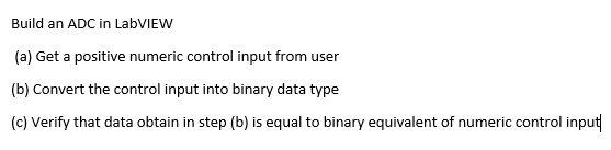 Solved Build an ADC in LabVIEW (a) Get a positive numeric | Chegg.com