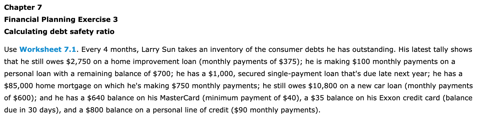 Solved Chapter 7 Financial Planning Exercise 3 Calculating | Chegg.com