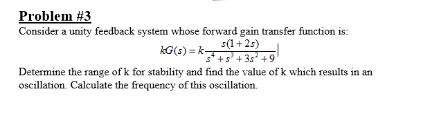 Solved Problem #3 Consider a unity feedback system whose | Chegg.com