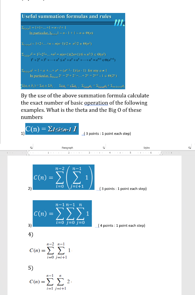 Solved Useful summation formulas and rules By the use of the | Chegg.com