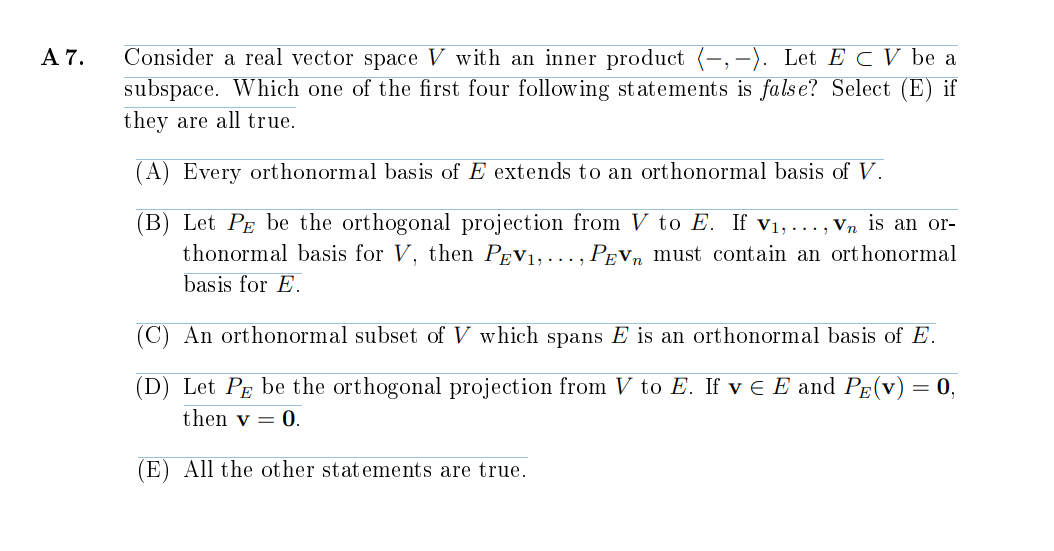 Solved Consider a real vector space V with an inner product | Chegg.com