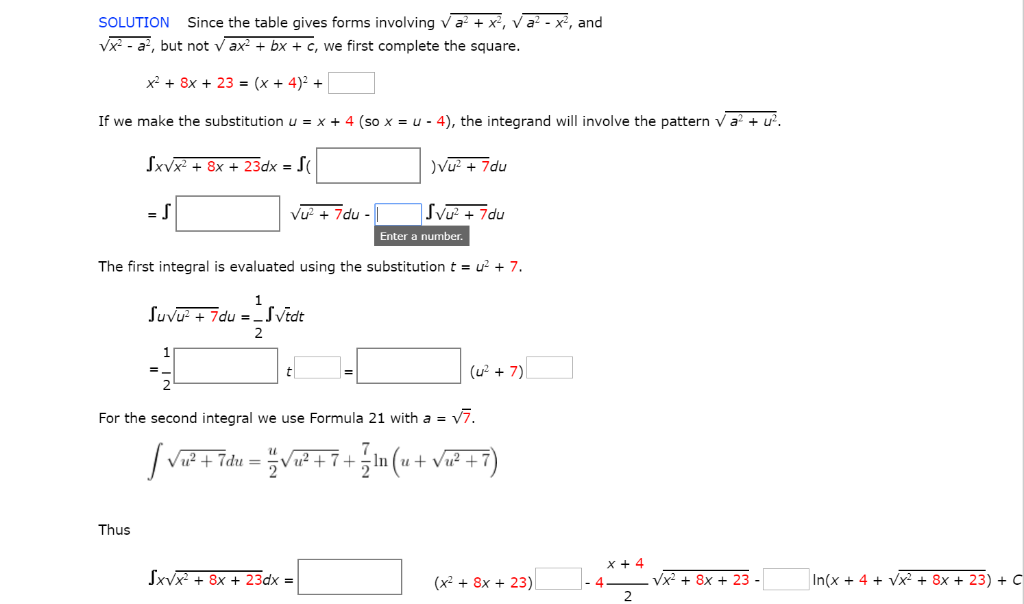 Solved V5 36x2 Use The Table Of Integrals To Find Exampl Chegg Com