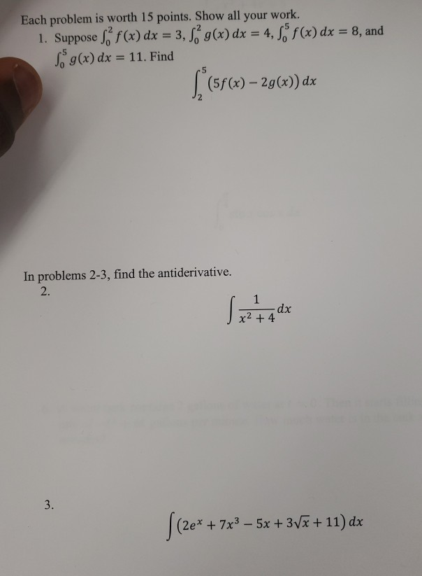 Solved Each problem is worth 15 points. Show all your work. | Chegg.com
