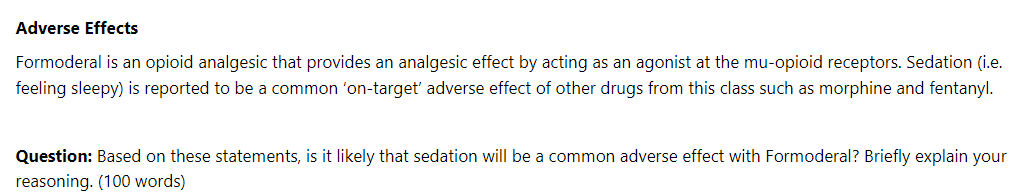 Solved Adverse Effects Formoderal Is An Opioid Analgesic | Chegg.com